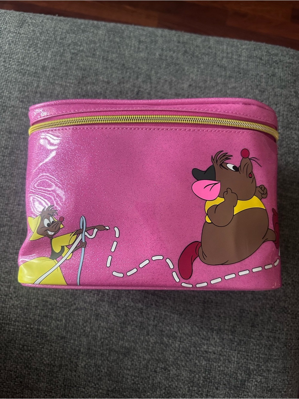Disney x Danielle Nicole Cinderella Makeup Travel Case with Gus Gus sparkle pink
